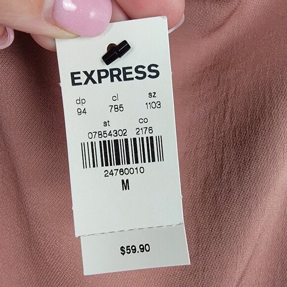 Express Tie Shoulder Ruffle Hem Fit And Flare Dress Womens Size Medium Rose Pink - Picture 10 of 10